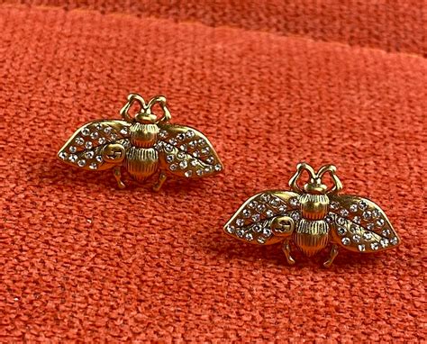 gucci bee stud earrings|gucci gold hoop earrings.